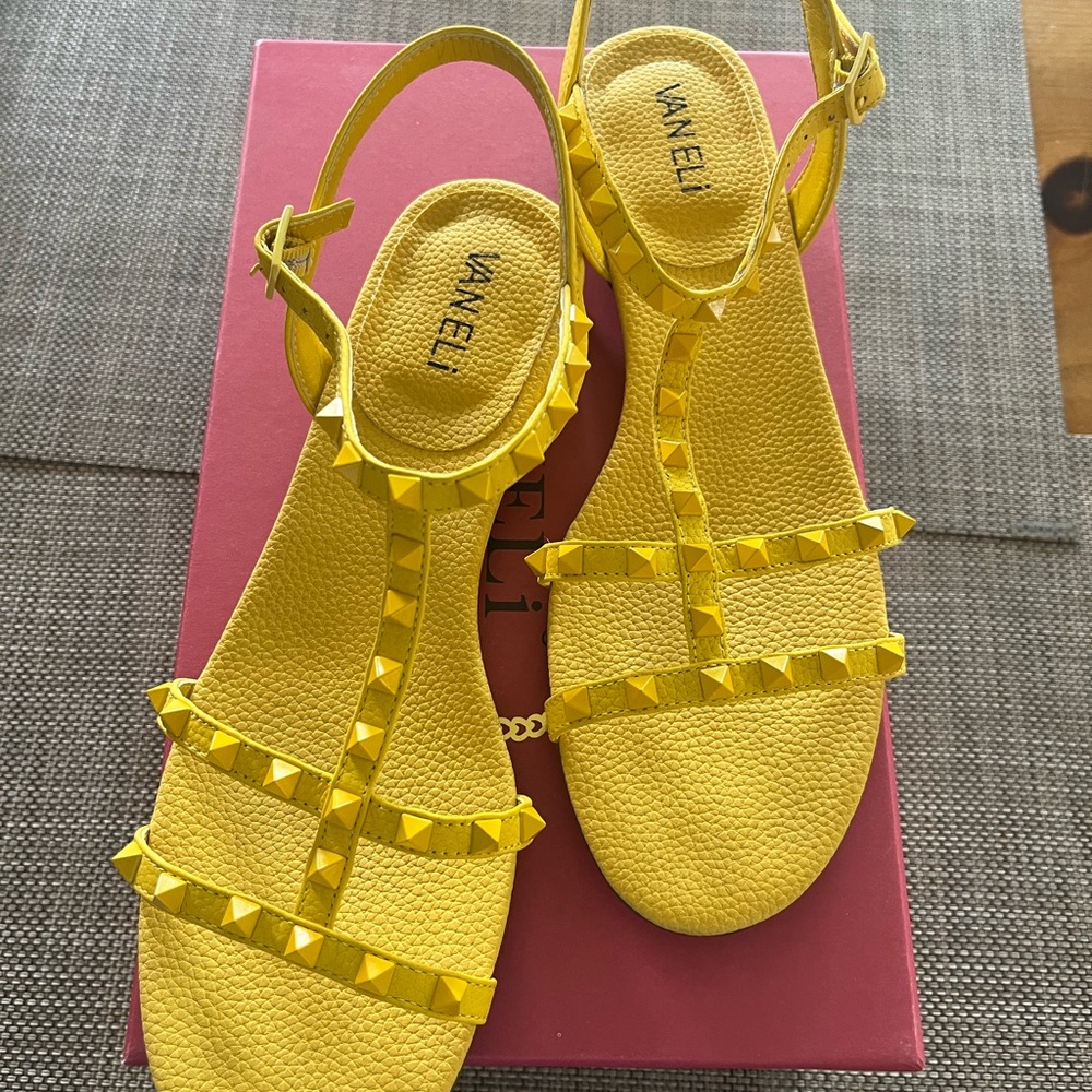 Vaneli Yellow Studded Sandals
